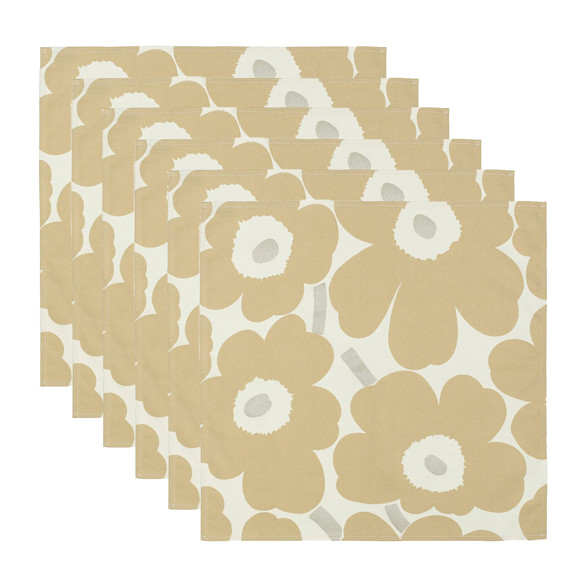 Pieni Unikko ナプキン 43x43 cm 6 pack, Beige-silver-white Marimekko | マリメッコ