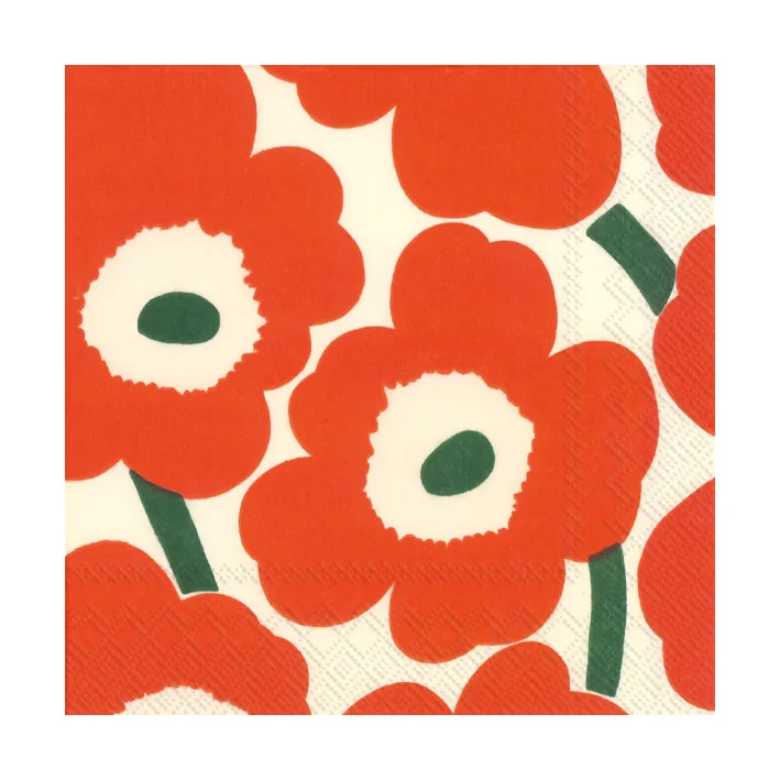 Unikko ナプキン 33x33 cm 20枚セット, Orange/Green Marimekko | マリメッコ