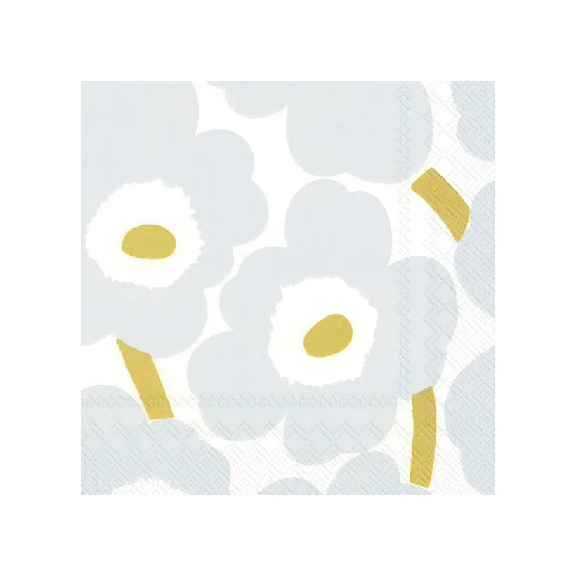 Unikko ナプキン 33x33 cm 20枚セット, white-silver Marimekko | マリメッコ