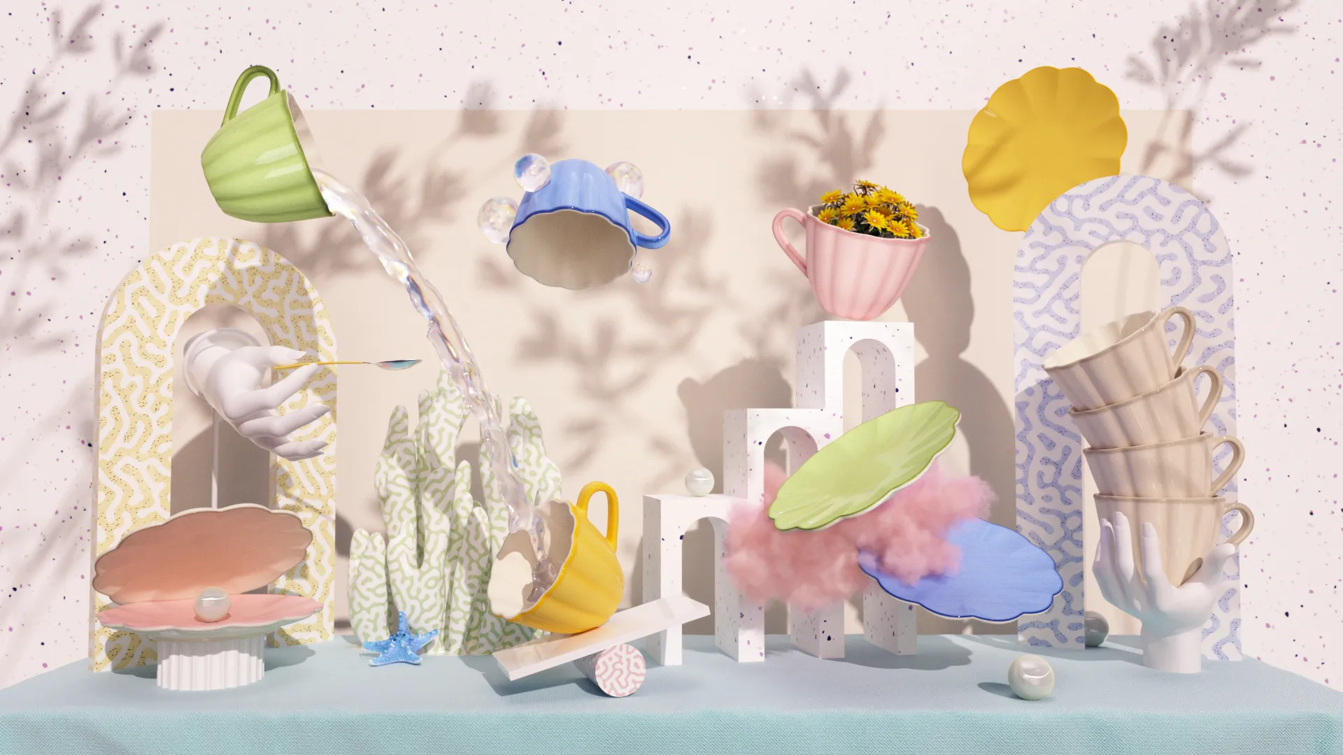 Oyster カップ ソーサー付き 25 cl, White Mateus | マテュース