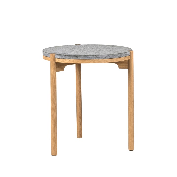 Dondoサイドテーブル white pigmented oak Ø45 cm - Honed limestone - Mavis