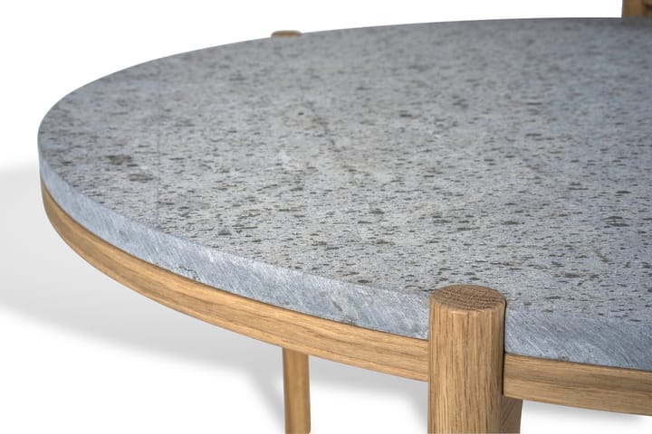 Dondoサイドテーブル white pigmented oak Ø45 cm, Honed limestone Mavis