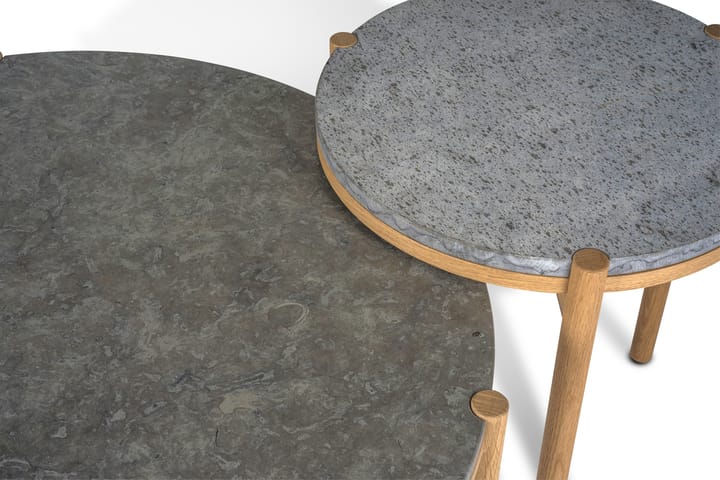 Dondoサイドテーブル white pigmented oak Ø45 cm, Honed limestone Mavis