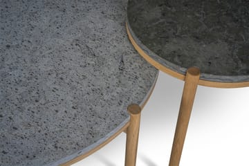 Dondoサイドテーブル white pigmented oak Ø45 cm - Honed limestone - Mavis