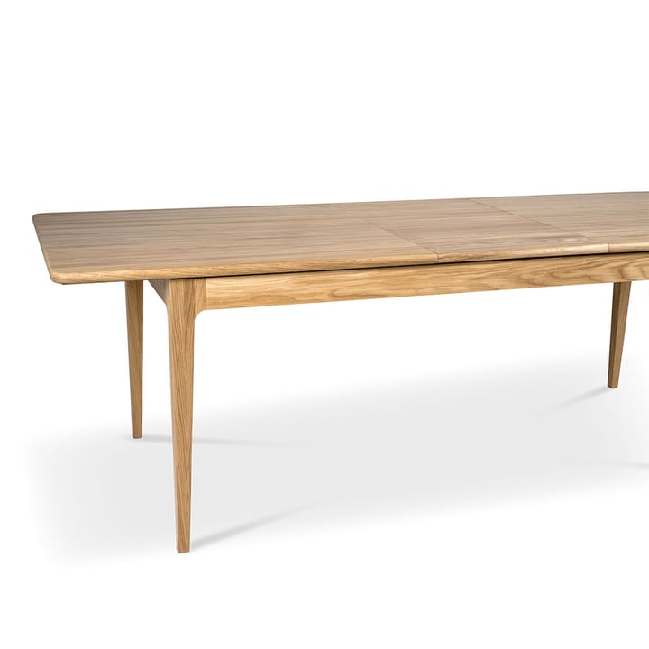 Höllviken ダイニングテーブル, Oak white pigmented matte lacquer-1 insert-limestone ø 50 cm Mavis
