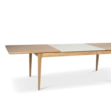 Höllviken ダイニングテーブル - Oak white pigmented matte lacquer-1 insert-limestone ø 50 cm - Mavis