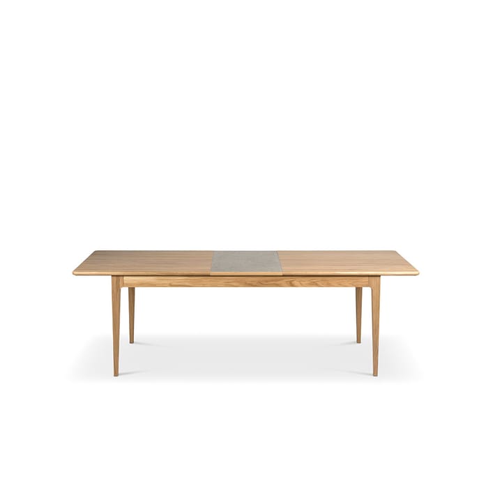 Höllviken ダイニングテーブル - Oak white pigmented matte lacquer-1 insert-limestone ø 50 cm - Mavis