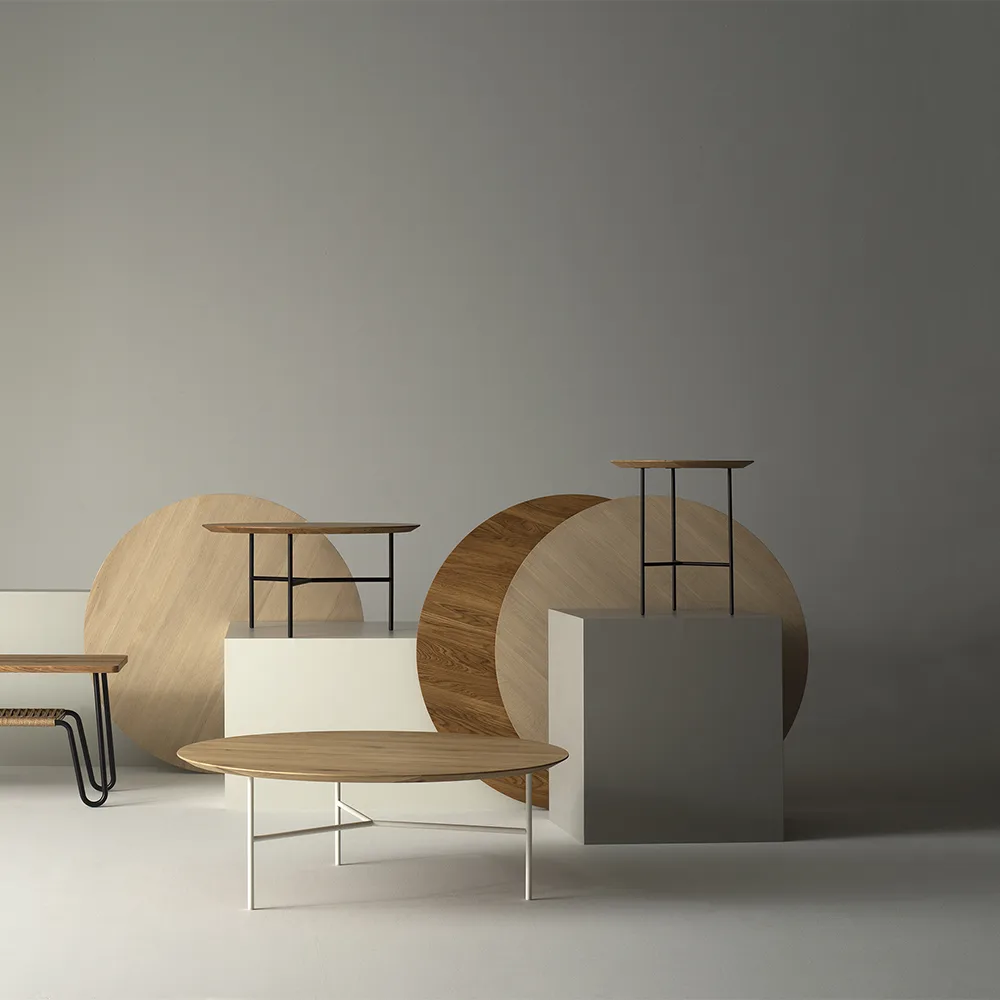 Tribeca サイドテーブル, oak oil rustic, black legs, ø47 cm Mavis