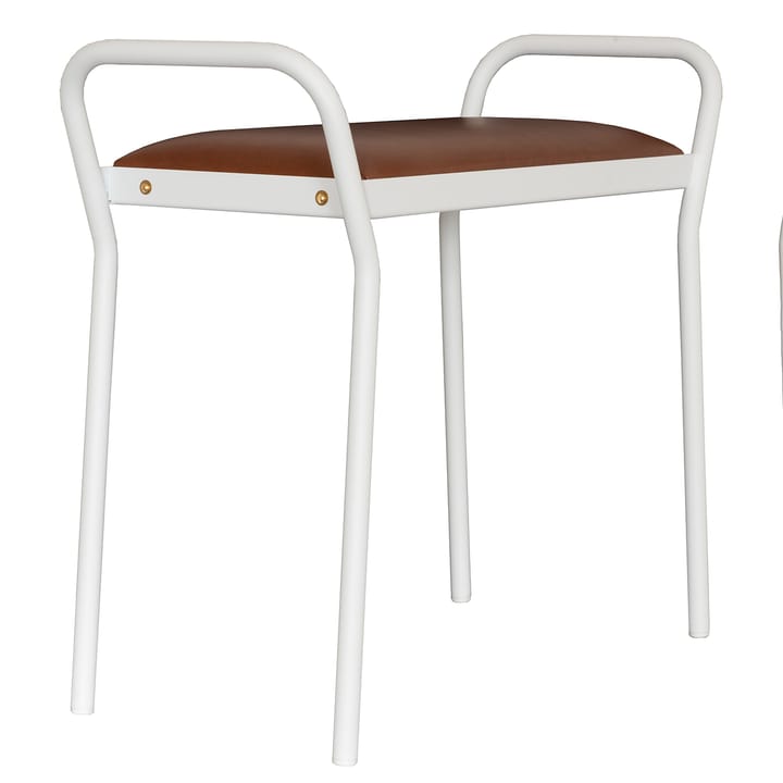 Anyone スツール - White with vintage cognac leather - Maze | メイズ
