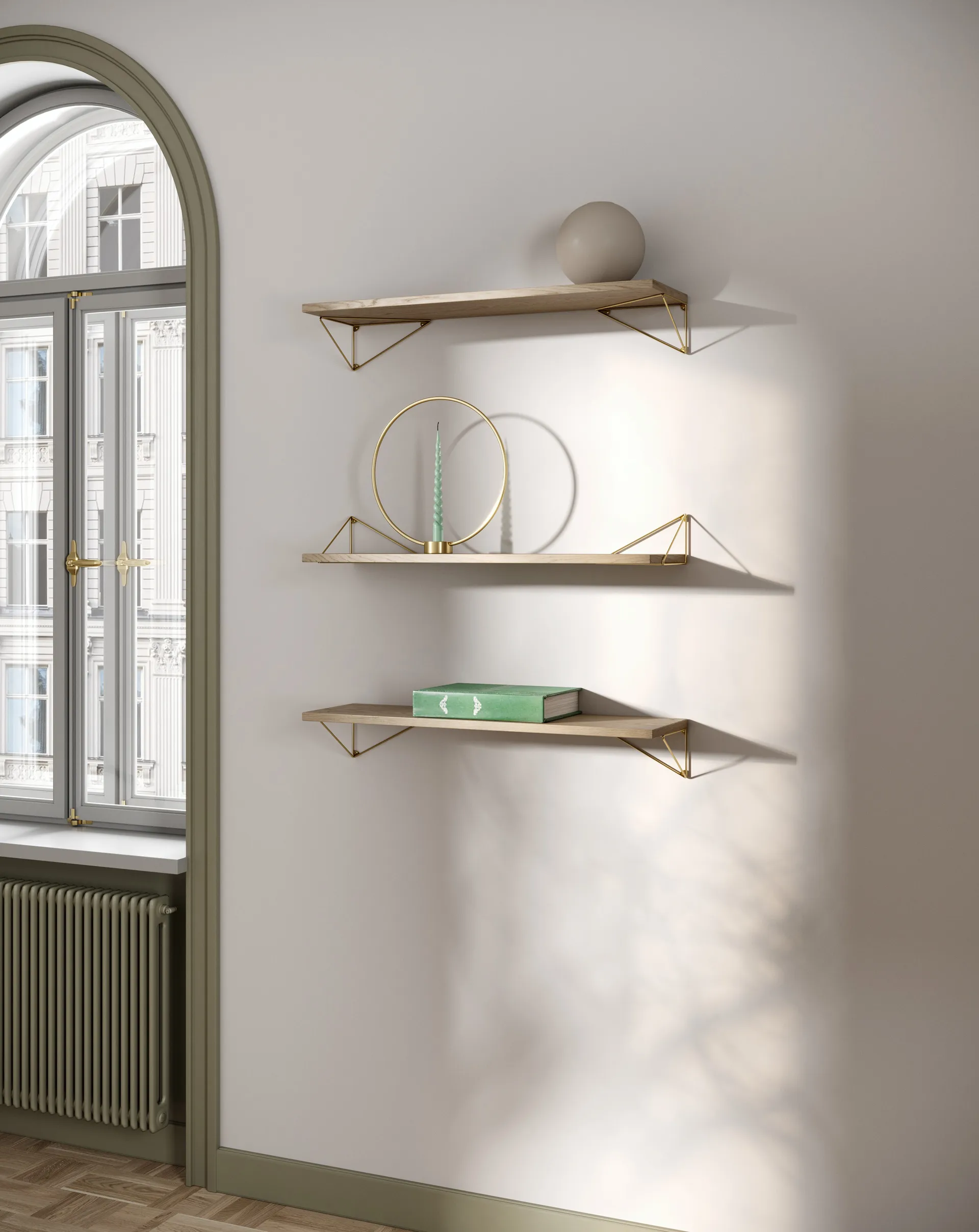 ピタゴラスバンドルAシェルフシステムoak-brass Maze | メイズ