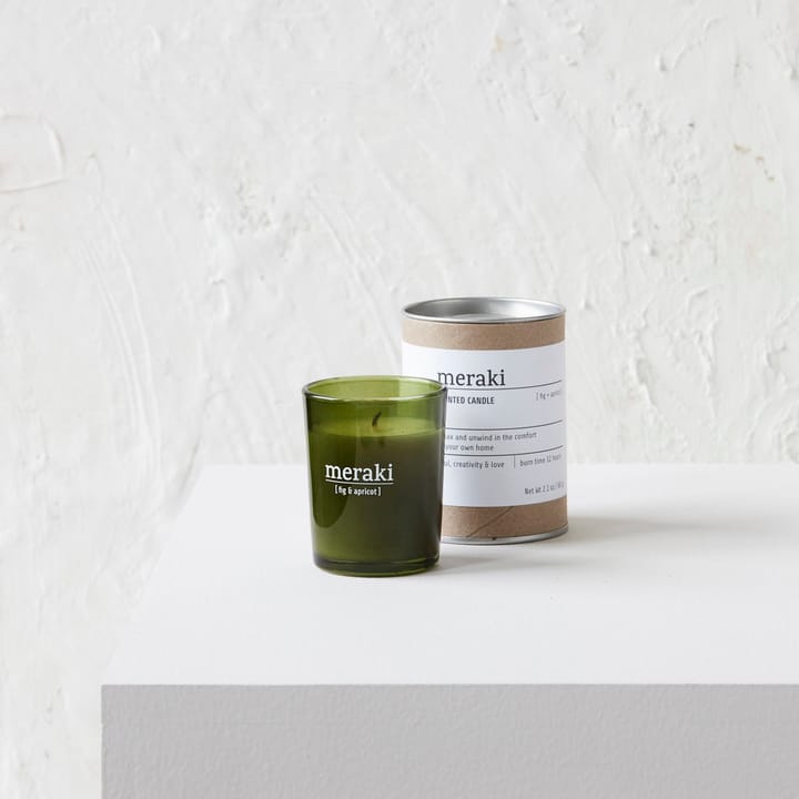 Meraki 香り付き キャンドル グリーン グラス 12 時間, fig-apricot Meraki | メラキ
