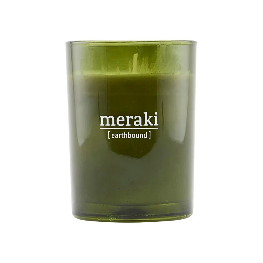 Meraki 香り付き キャンドル グリーン グラス 35時間, earthbound Meraki | メラキ