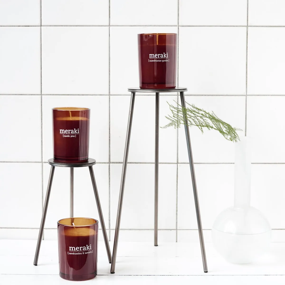 Meraki 香り付き キャンドル ブラウン グラス 35 時間, scandinavian garden Meraki | メラキ