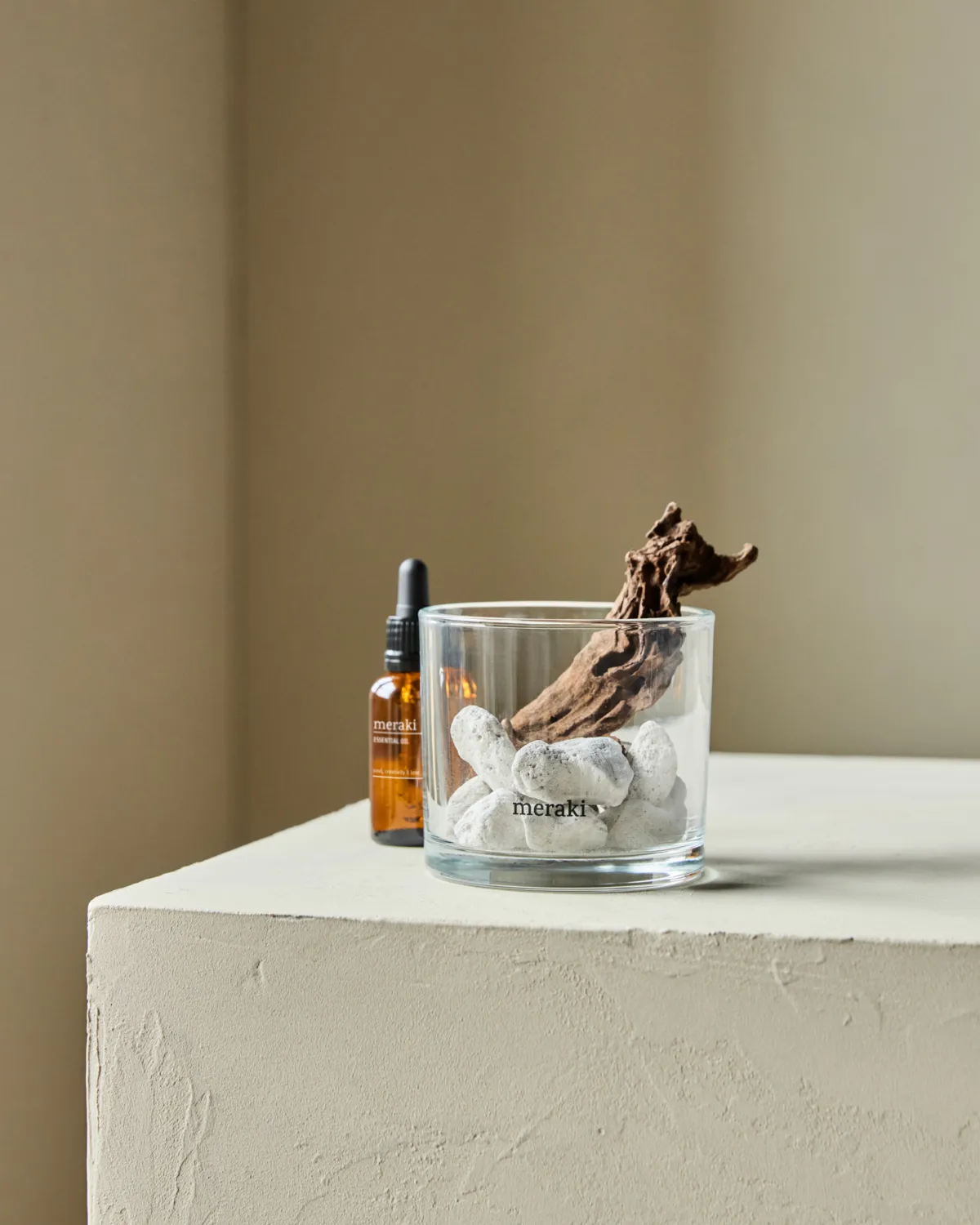 Meraki ディフューザー 溶岩石＆ウッド オイル付属, Herbal calm, White Meraki | メラキ