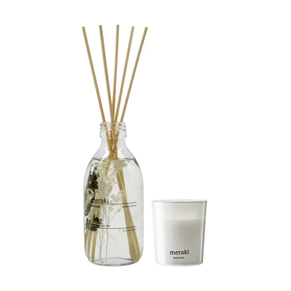 Meraki ギフトセット リードディフューザー＆キャンドル, Verbena drizzle-fresh linen Meraki | メラキ