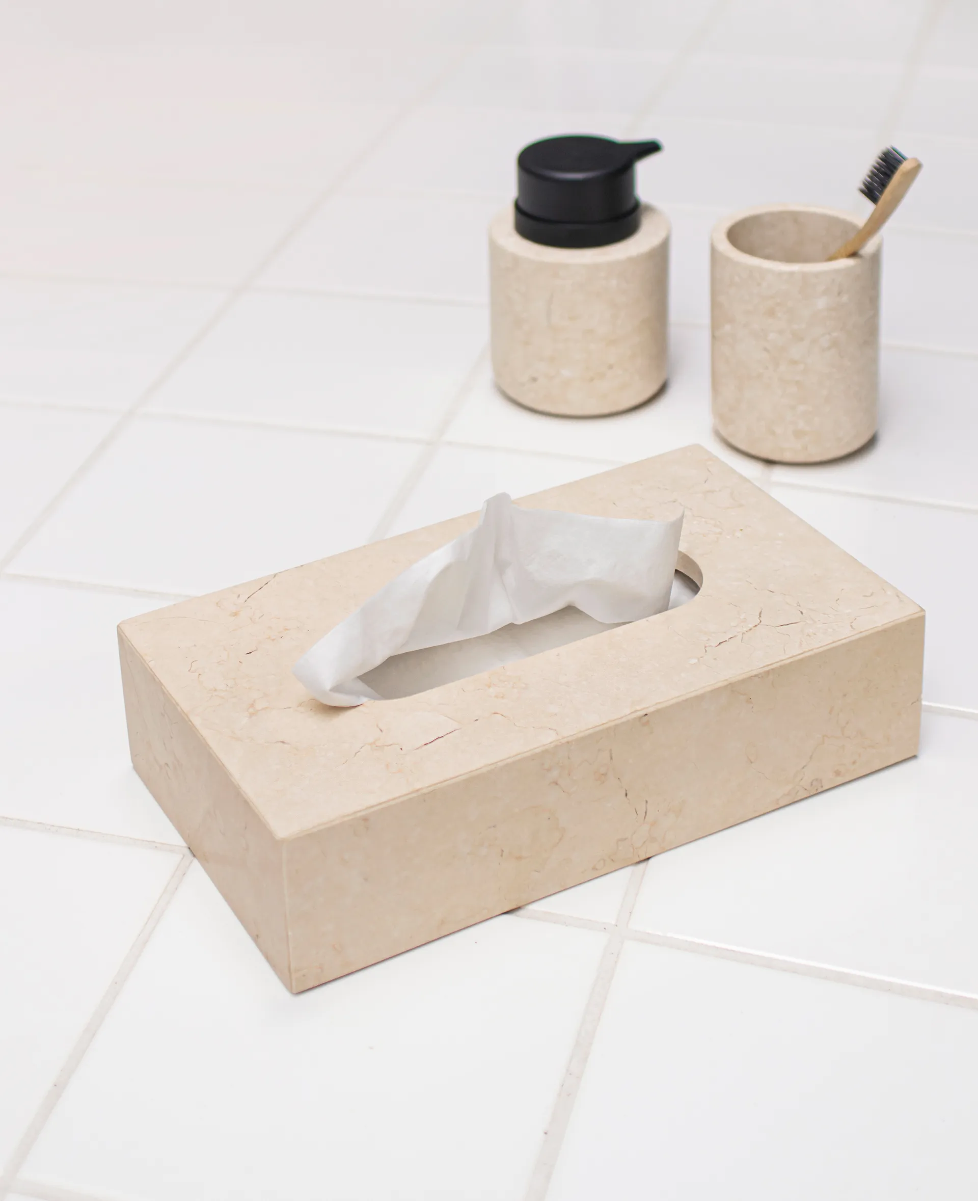 Marble ティッシュボックス 14x25.5 cm, Sand Mette Ditmer | メッテ ディトマー