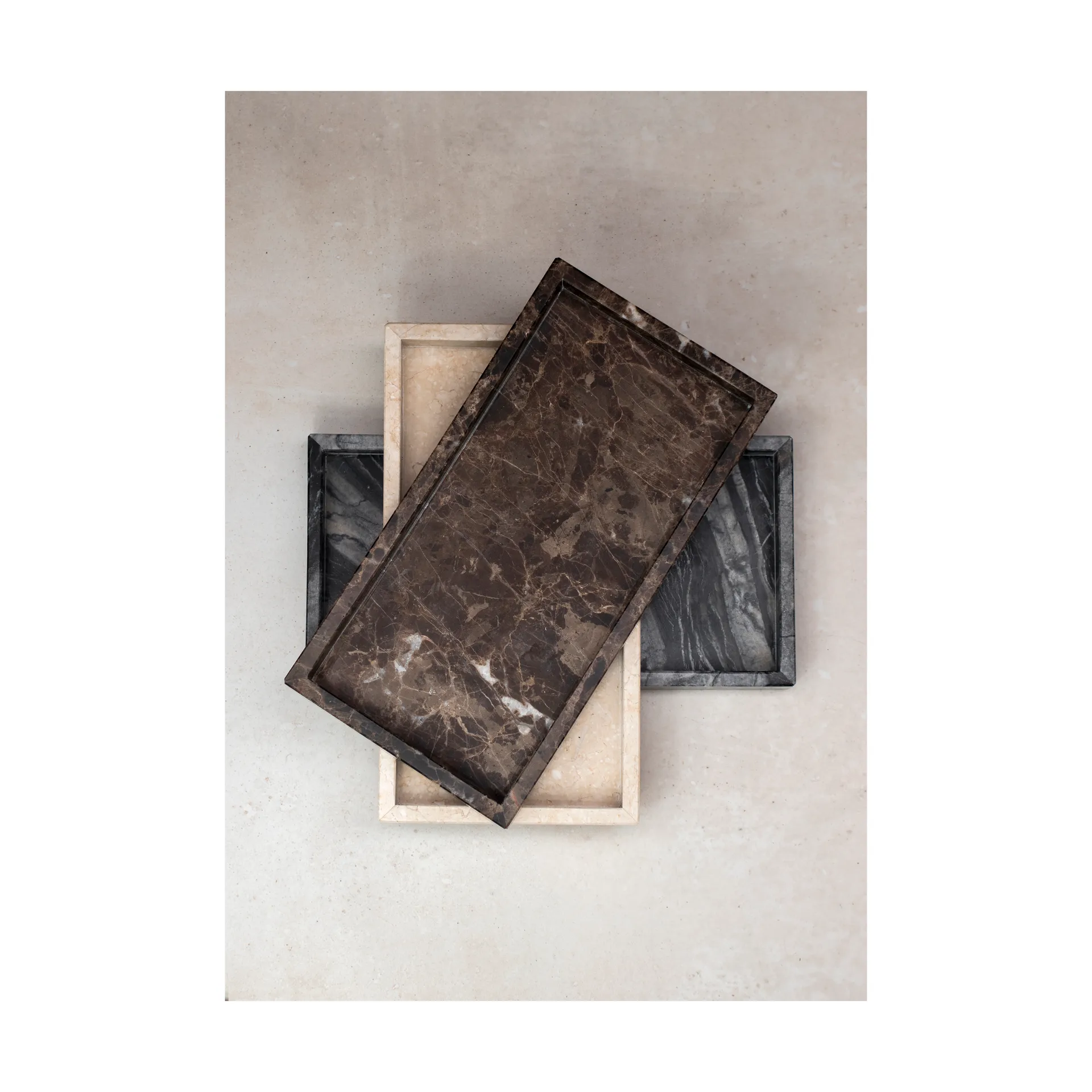 Marble デコレーショントレイ 16x31 cm, Black-Grey Mette Ditmer | メッテ ディトマー