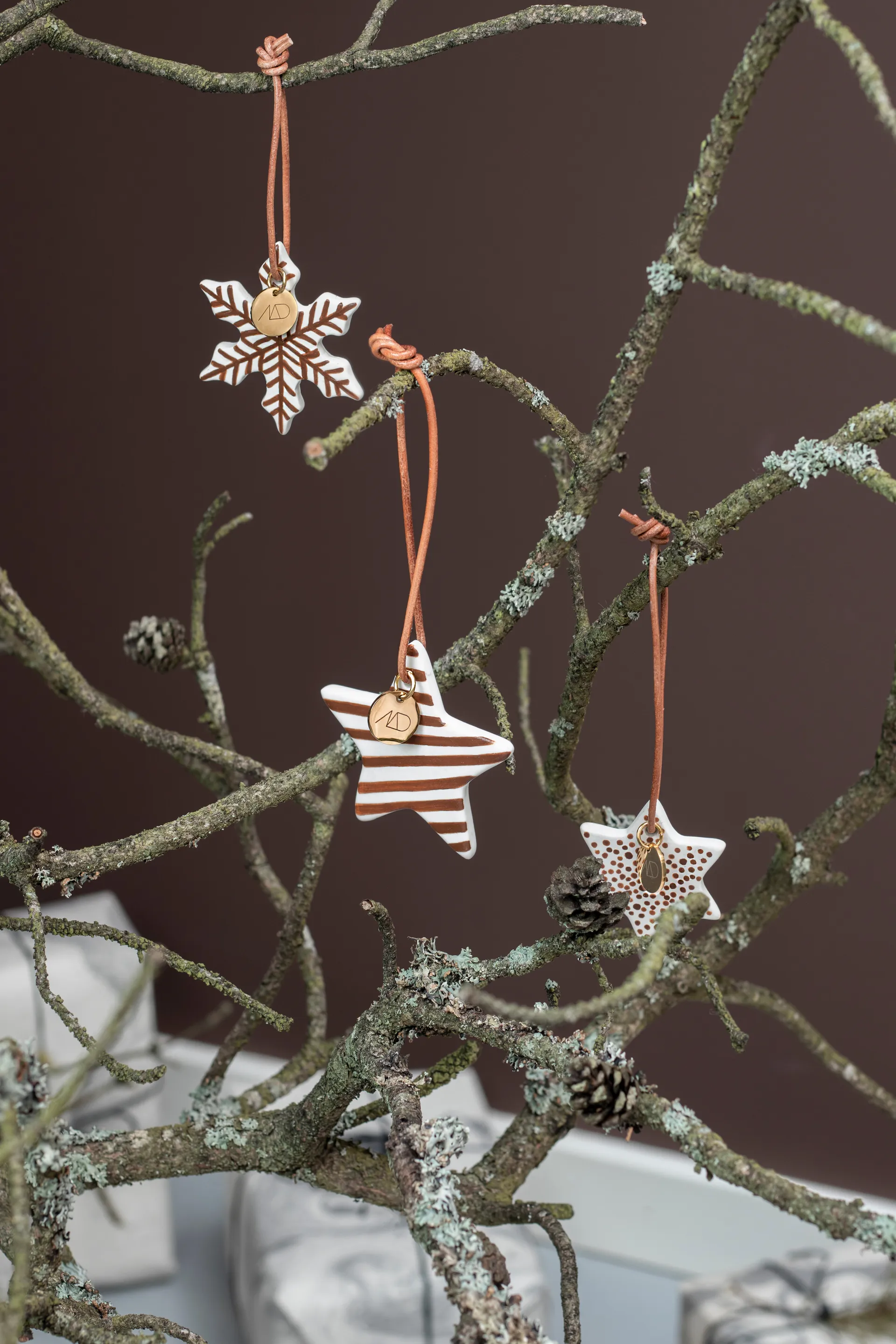 Star クリスマスオーナメント 3個セット, Walnut Mette Ditmer | メッテ ディトマー
