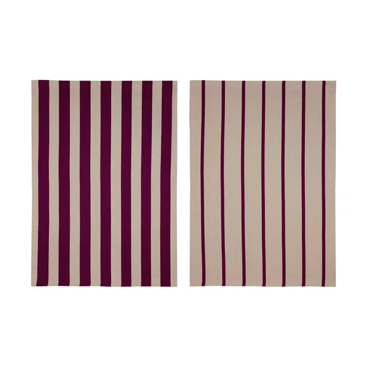 Stripes キッチンタオル 50x70 cm 2枚セット - Red-Beige (red-beige), 50x70 cm - Mette Ditmer | メッテ ディトマー