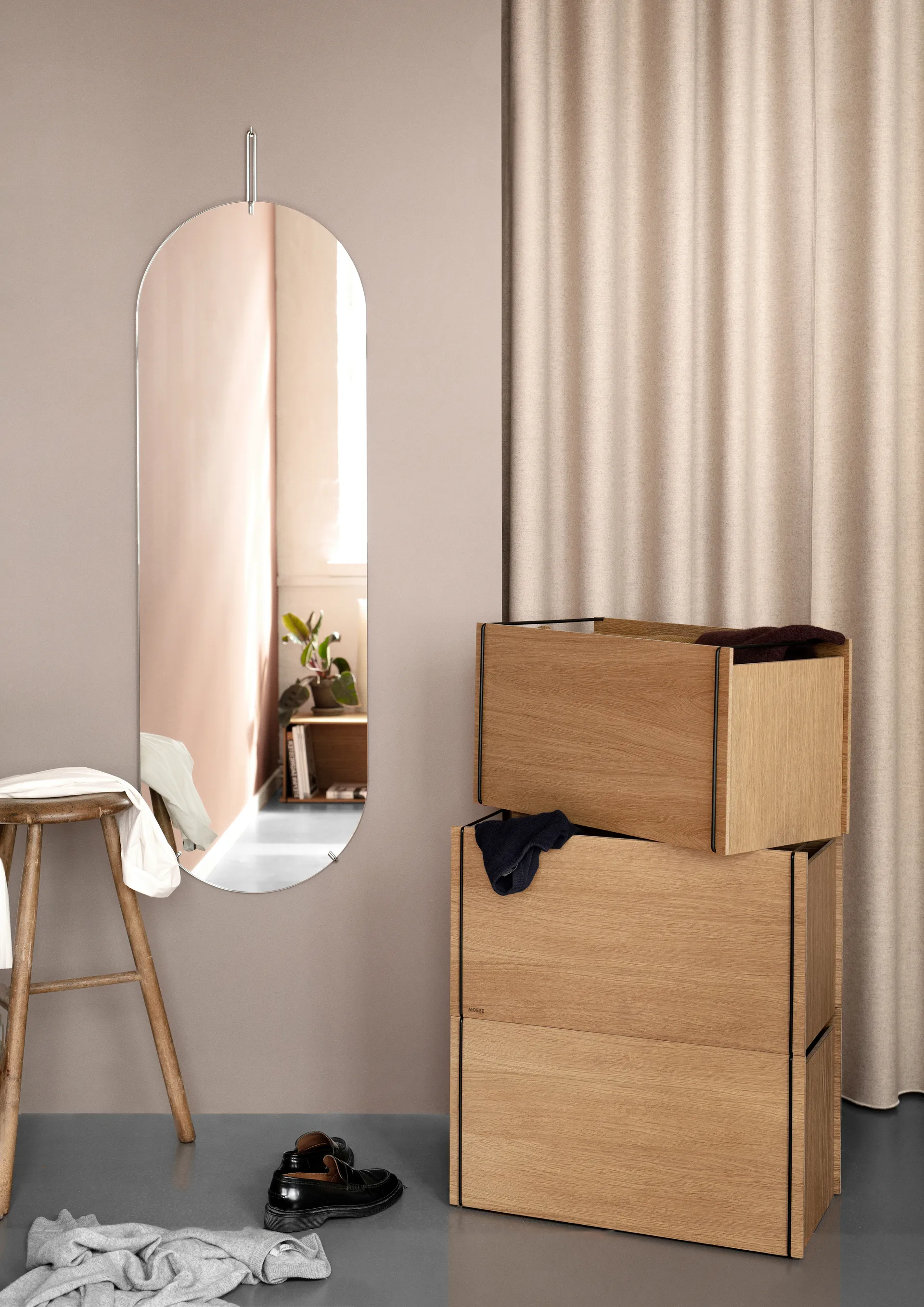 収納ボックス オーク 33x60 cm, Wood. black MOEBE | ムーベ