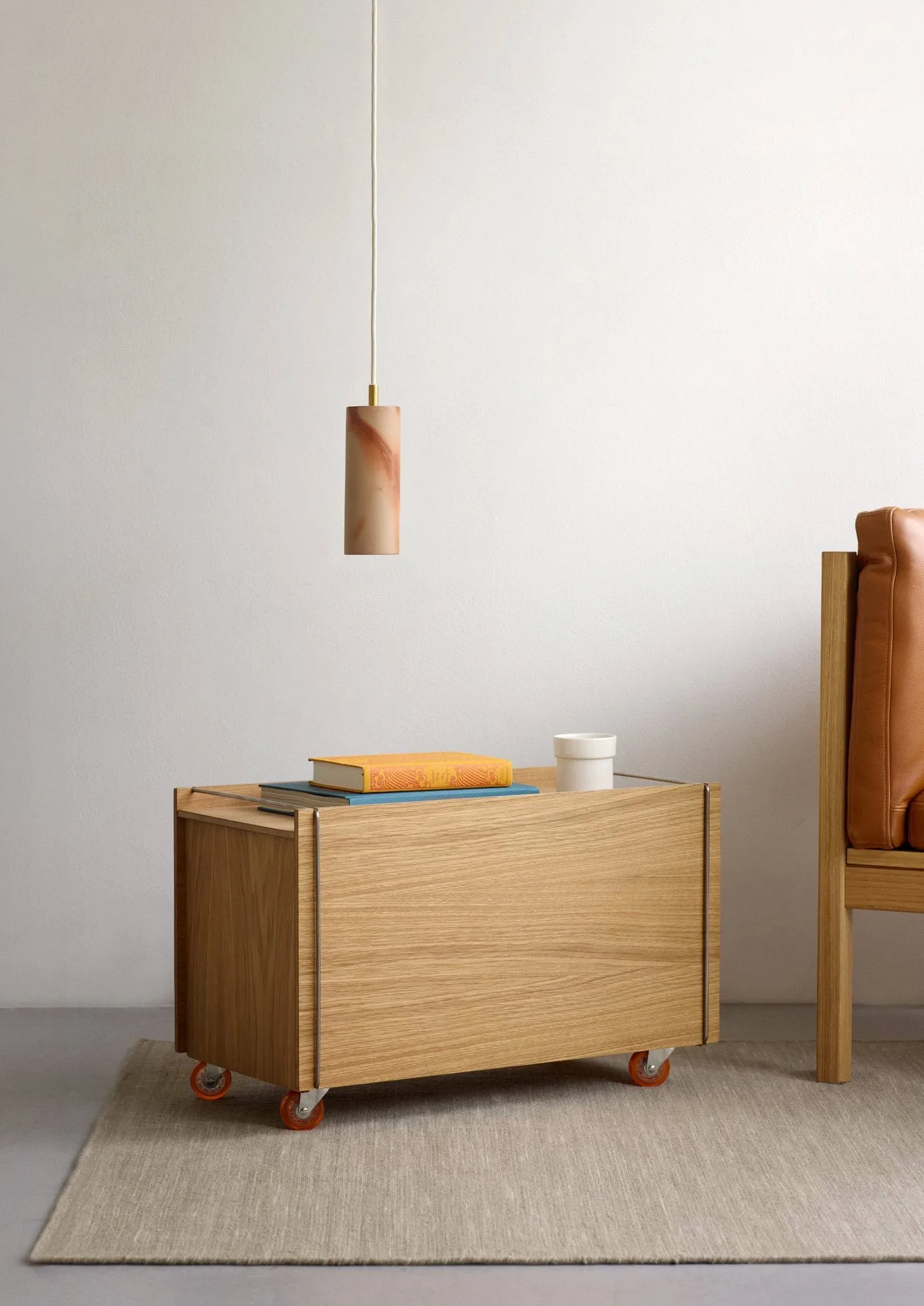 Moebe 収納ボックス, Oiled oak-stainless steel, with wheels, 33x60x31 cm MOEBE | ムーベ