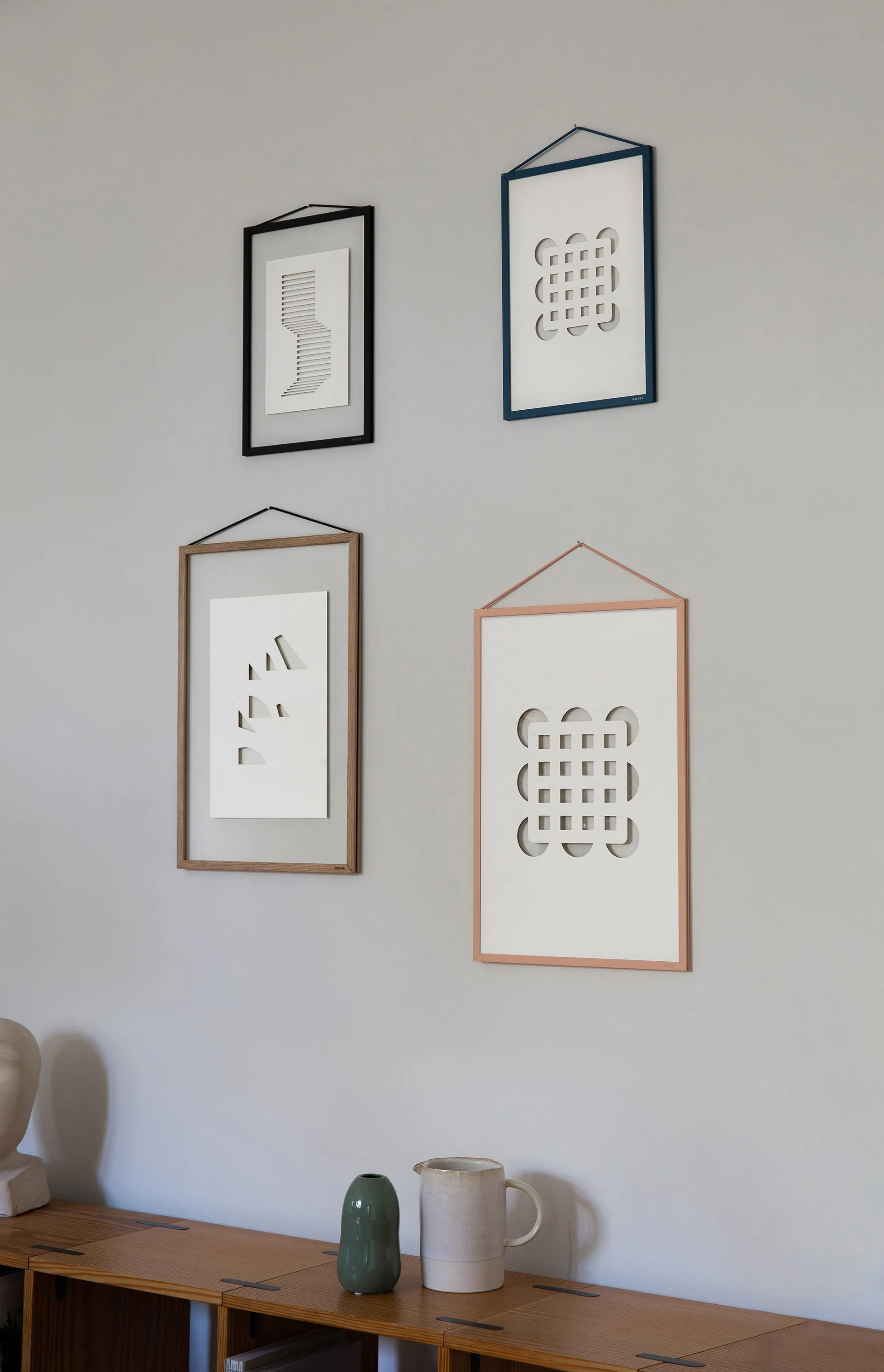 Relief アートワーク  円 & 四角 29.7x42 cm, Off White MOEBE | ムーベ