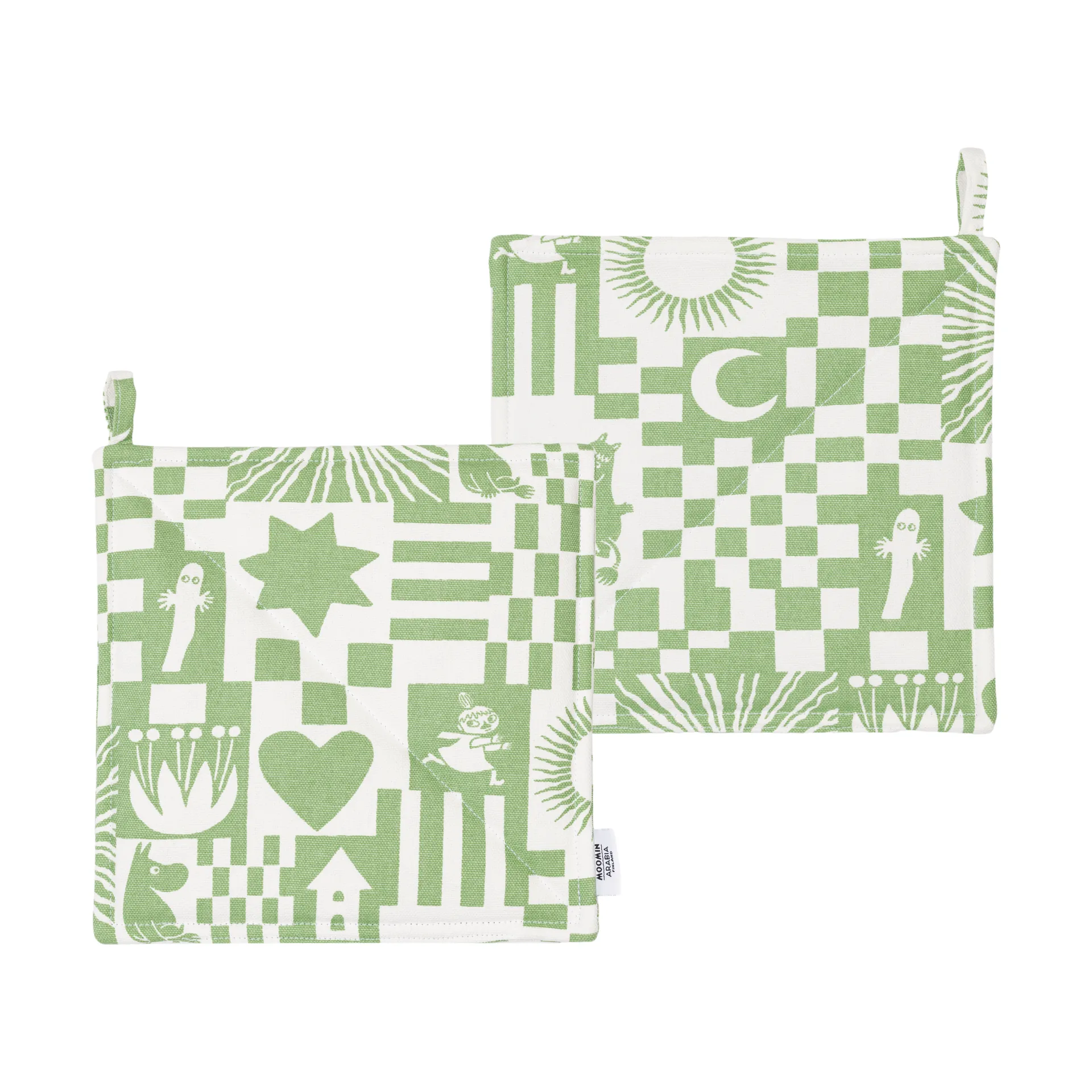 パーティー ムーミン ポットホルダー 22x22 cm 2枚, Green Moomin Arabia