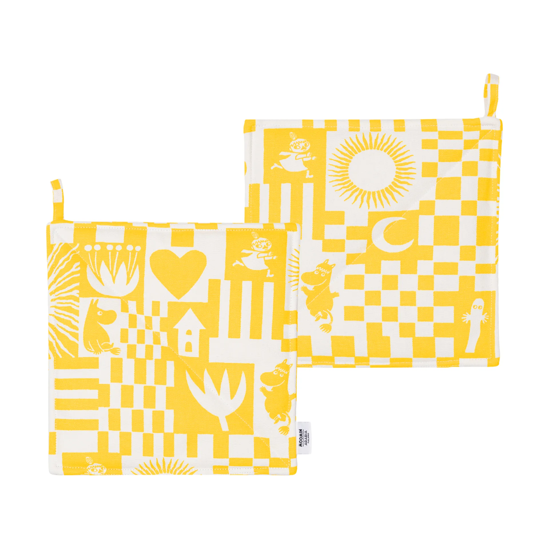 パーティー ムーミン ポットホルダー 22x22 cm 2枚, Yellow Moomin Arabia