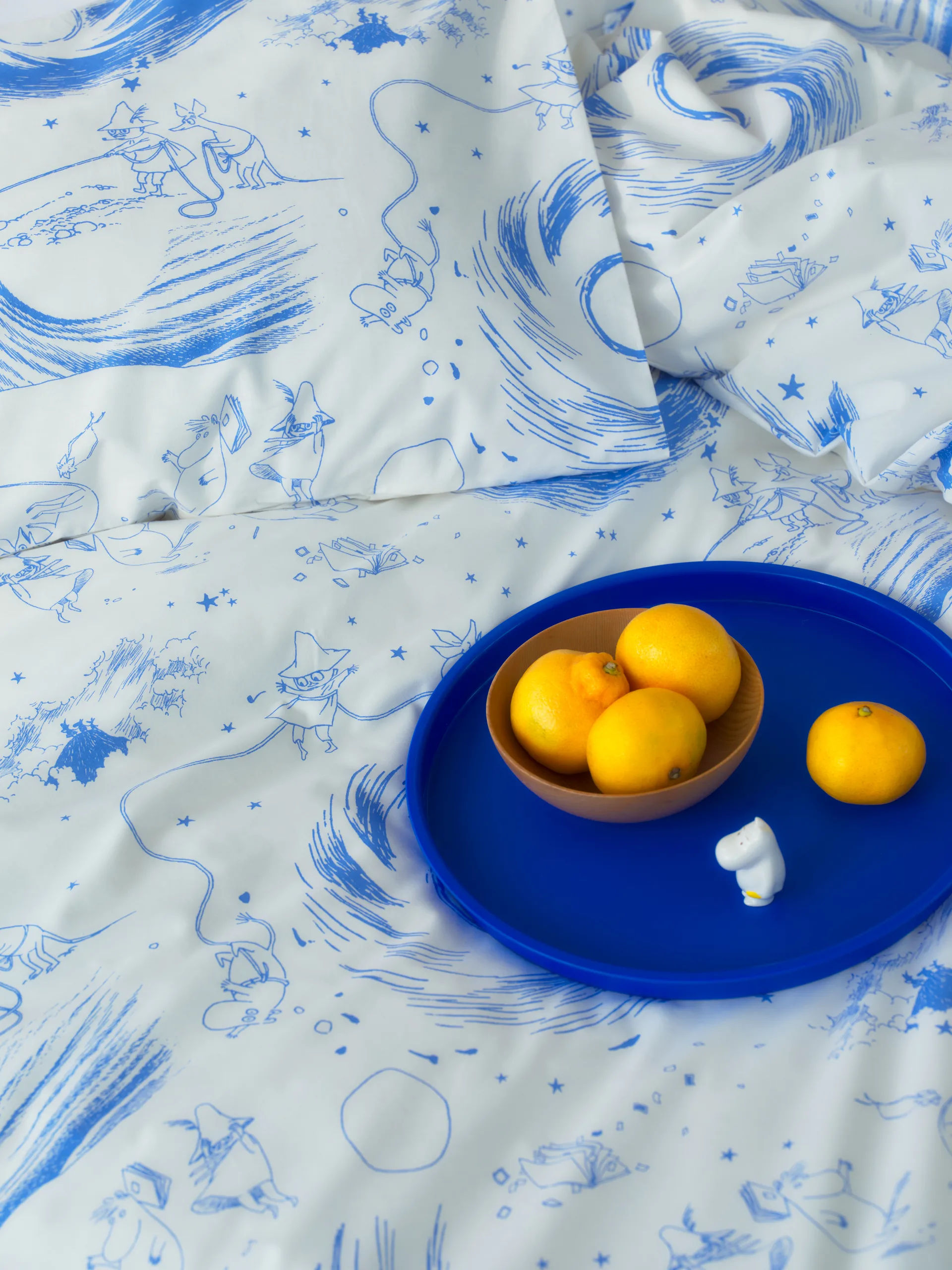 ムーミン 寝具セット 240x210 cm, Comet Blue-White Moomin Arabia