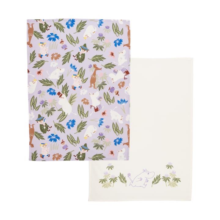 ムーミン キッチンタオル 50x70 cm 2枚セット - Purple-off-white - Moomin Arabia | ムーミン アラビア