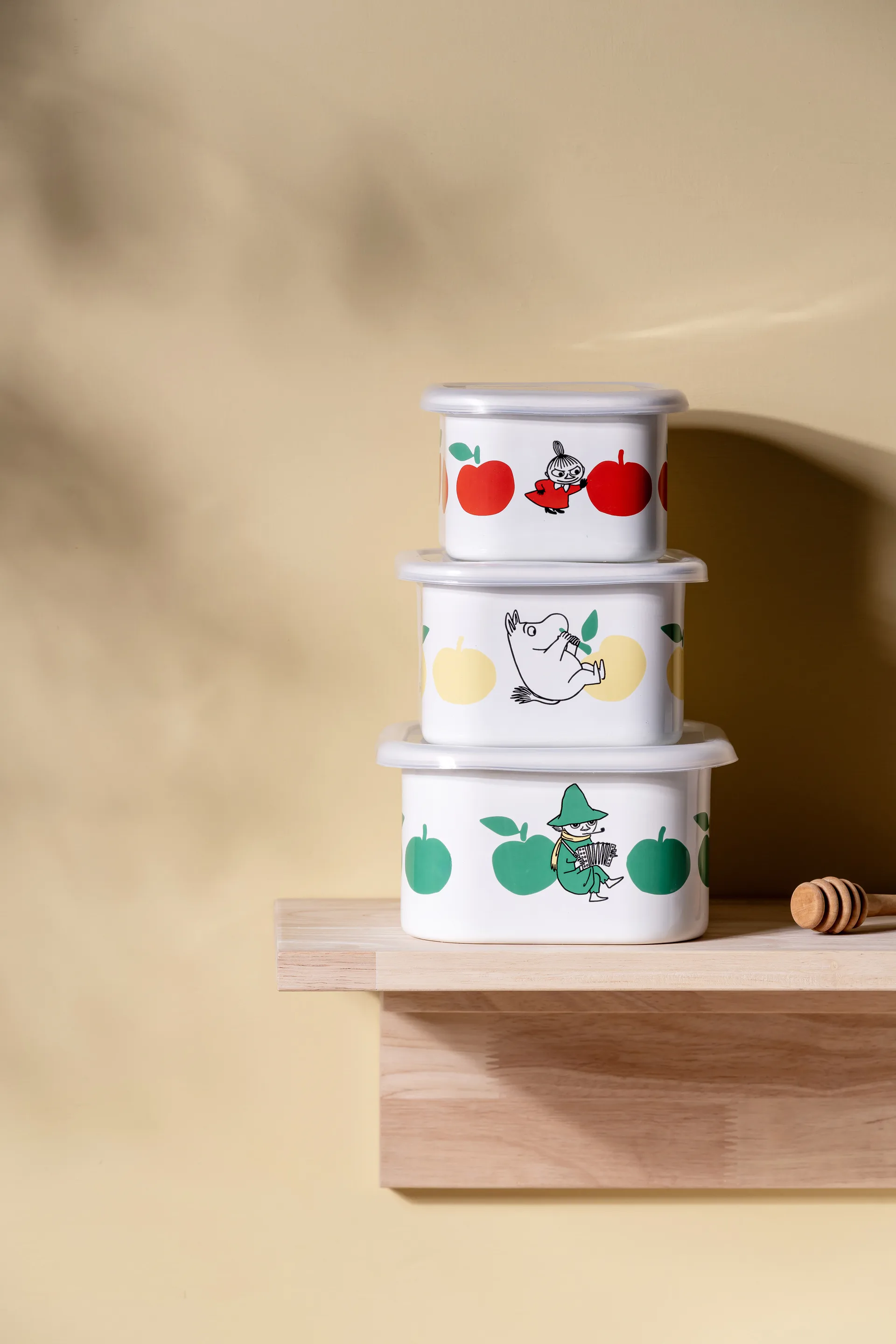 ムーミン 蓋付きエナメルジャー 1.5 L, Joyfull Apples-green Muurla | ムールラ