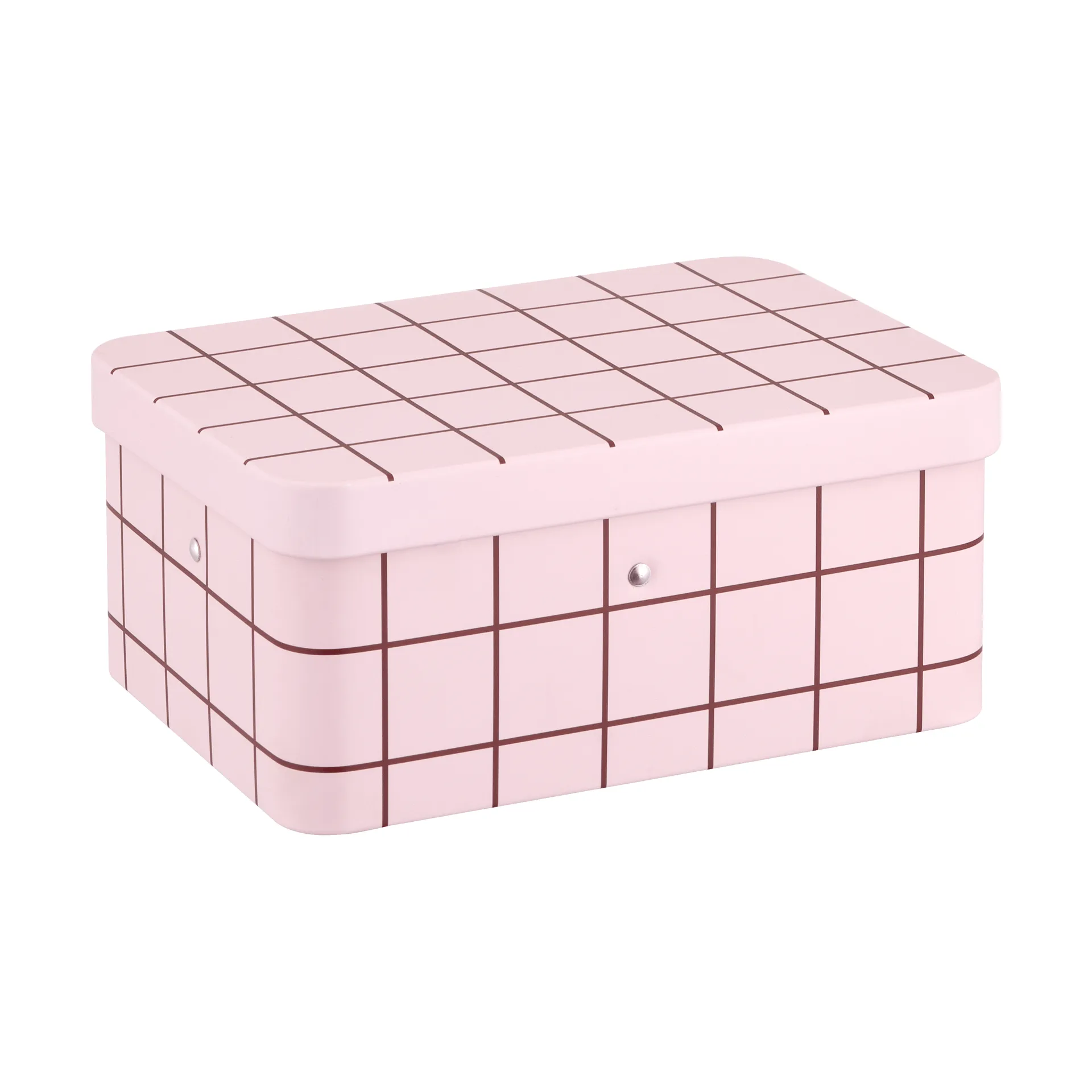 Checks & Stripes 金属製ティー缶, Pink-brown, 17,5x13x7,5 cm Muurla | ムールラ
