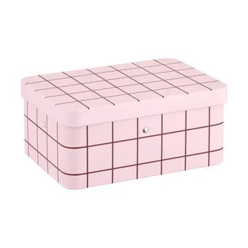Checks & Stripes 金属製ティー缶 - Pink-brown, 17,5x13x7,5 cm - Muurla | ムールラ