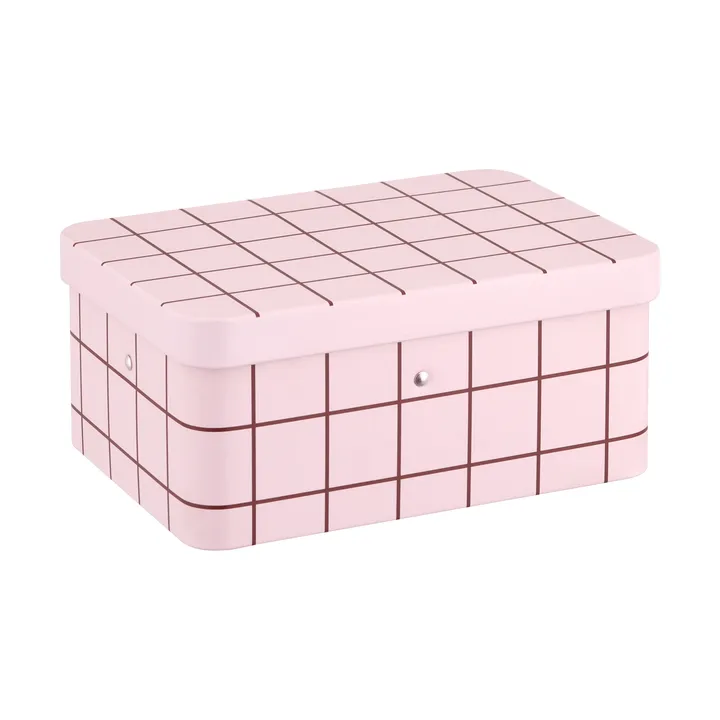 Checks & Stripes 金属製ティー缶 - Pink-brown, 17,5x13x7,5 cm - Muurla | ムールラ