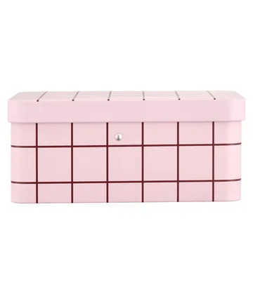 Checks & Stripes 金属製ティー缶 - Pink-brown, 17,5x13x7,5 cm - Muurla | ムールラ