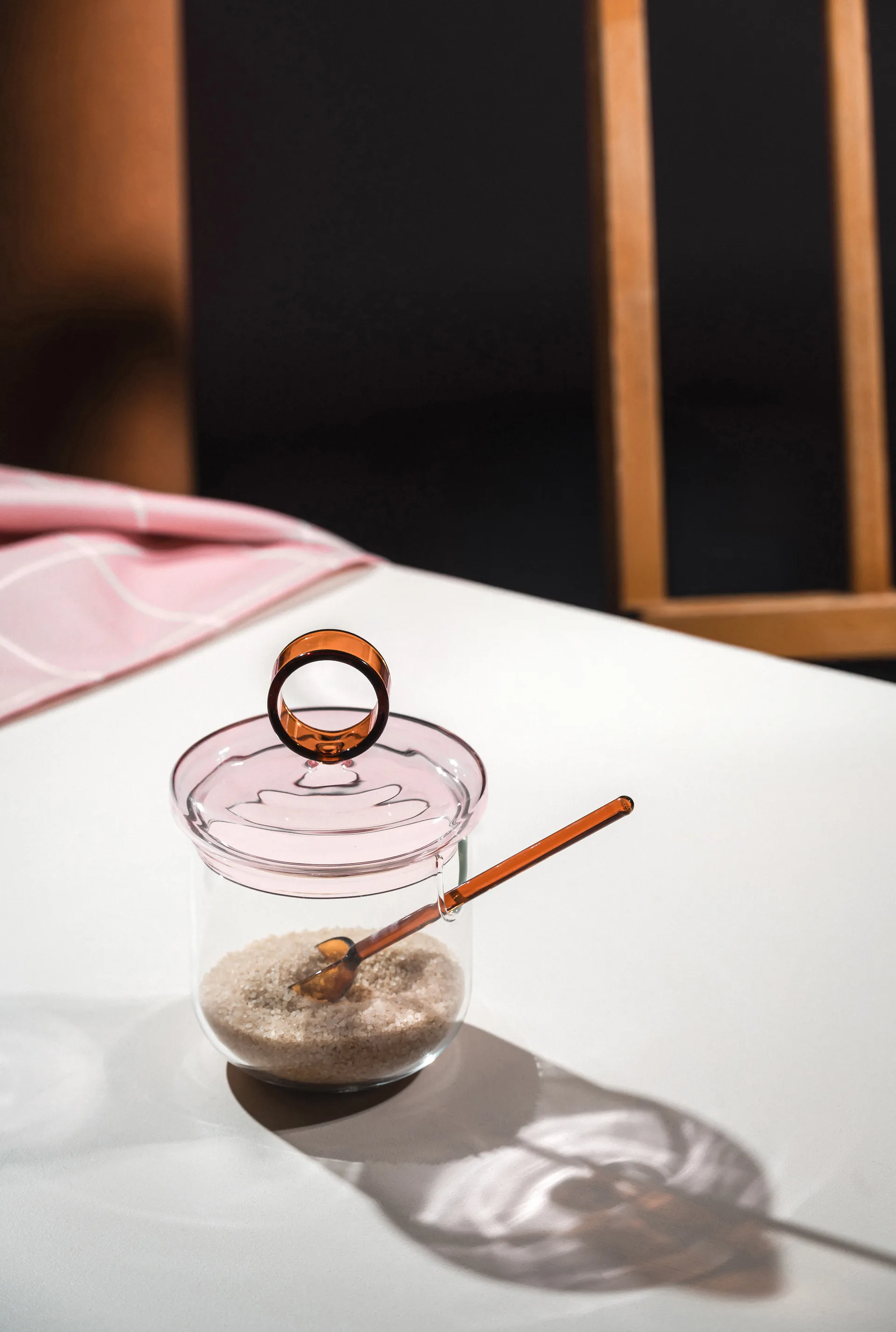 Loop シュガーボウル & スプーン Ø14 cm, Clear-pink-amber Muurla | ムールラ