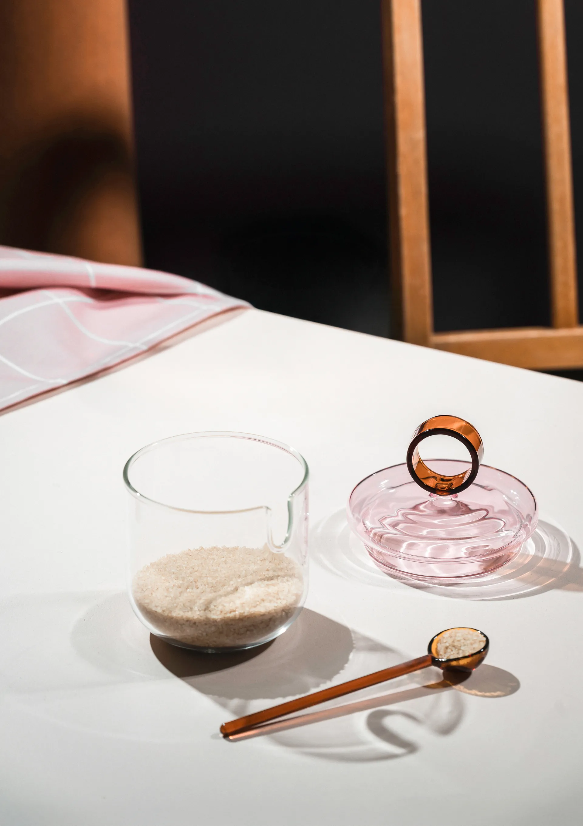 Loop シュガーボウル & スプーン Ø14 cm, Clear-pink-amber Muurla | ムールラ