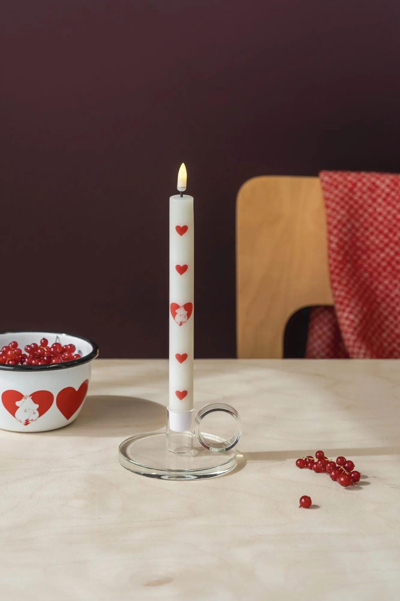 Mumin LEDテーパーキャンドル 25 cm, Heart, 2-pack Muurla | ムールラ