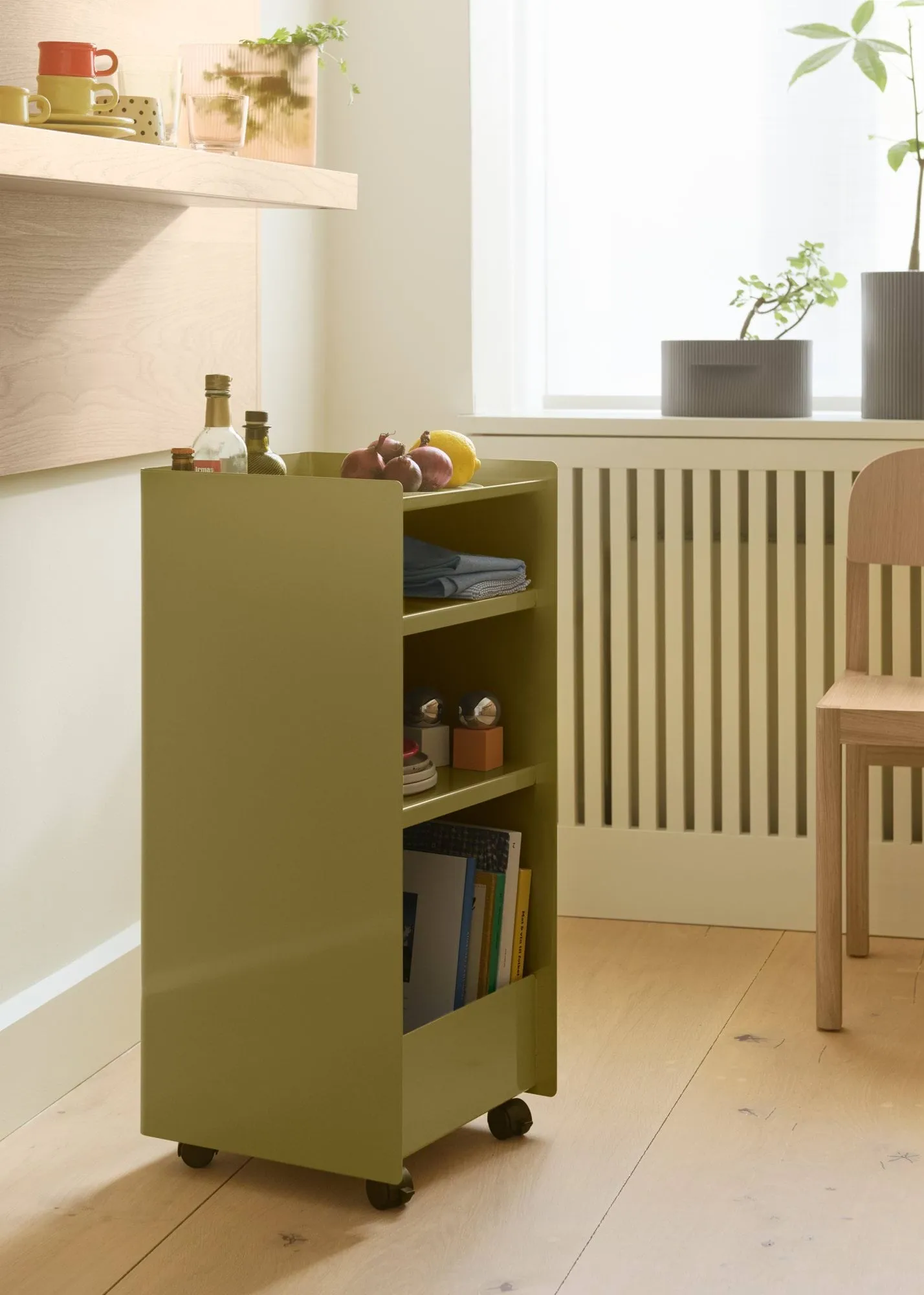 Folded Trolley ワゴン オープン, Dark beige green, 37.4x38.7x37.2 cm Muuto | ムート