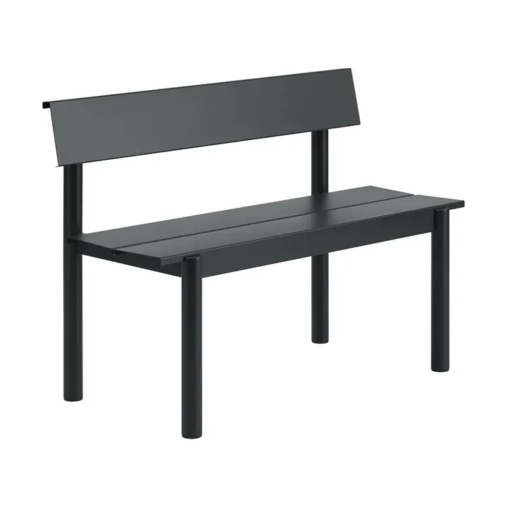 Linear Steel ベンチ バックレスト付き - Black, 110x34 cm - Muuto | ムート