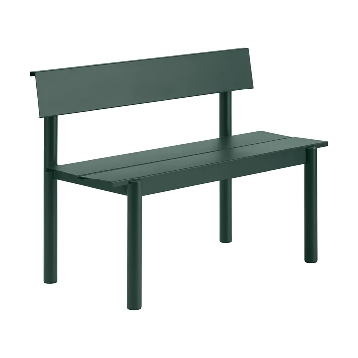 Linear Steel ベンチ バックレスト付き - Dark green, 110x34 cm - Muuto | ムート