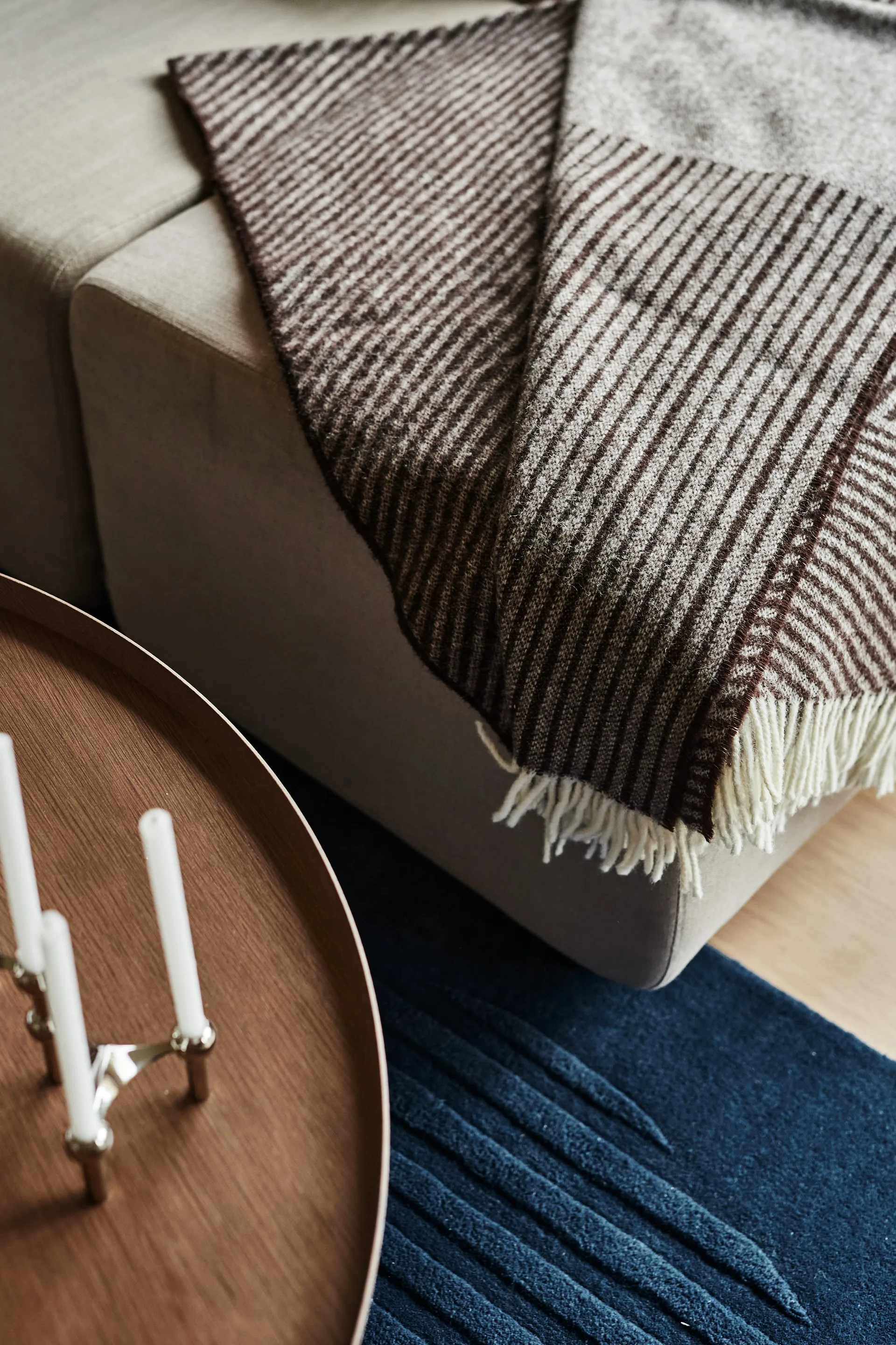 ストライプ ウールスロー 130x185 cm, Brown NJRD | 二オール