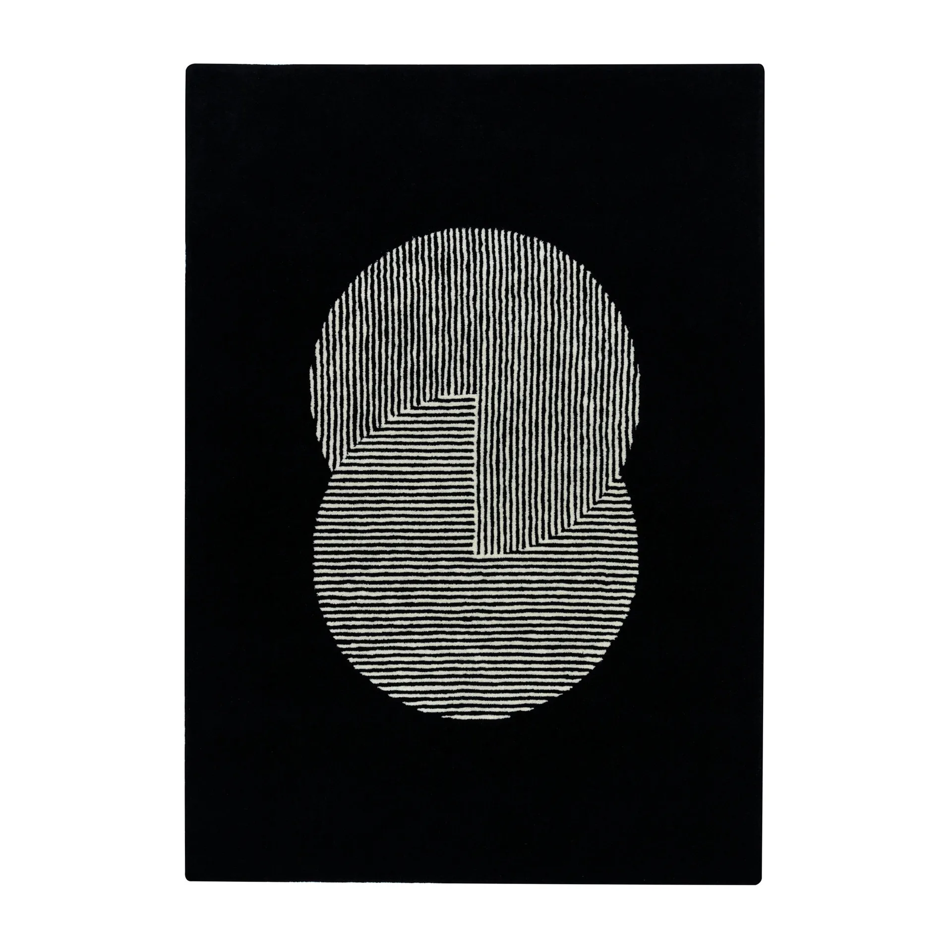 サークルズ ウールラグ ブラック, 170x240 cm NJRD | 二オール