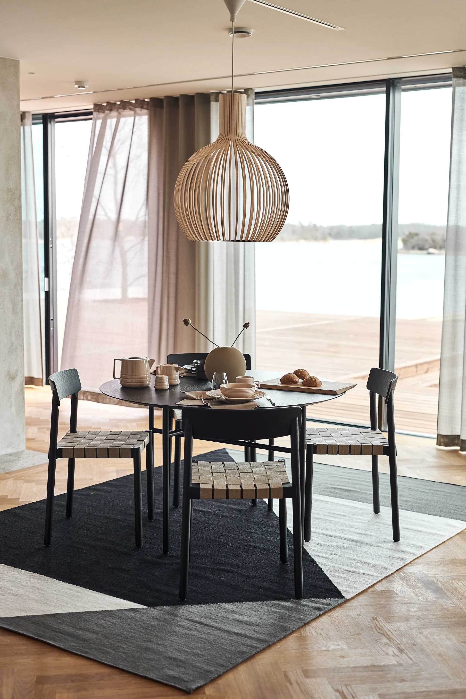 ストライプ ブロック キリム ラグ ブラック, 170x240 cm NJRD | 二オール