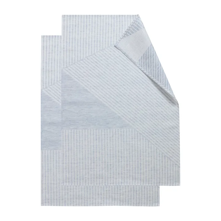 ストライプ キッチンタオル 47x70 cm 2枚セット - Blue-white - NJRD | 二オール