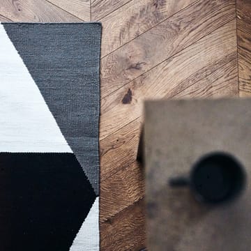 ストライプ ブロック キリム ラグ ブラック - 80x240 cm - NJRD | 二オール