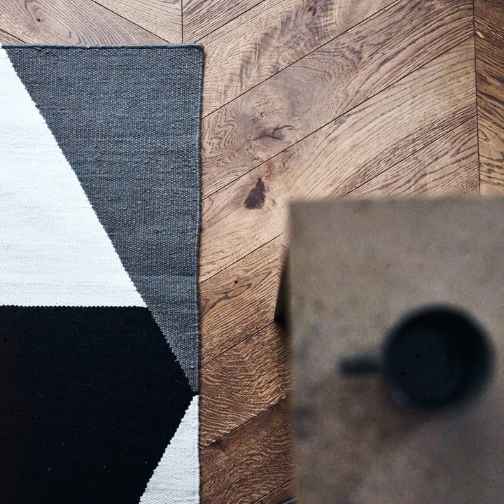 ストライプ ブロック キリム ラグ ブラック, 80x240 cm NJRD | 二オール
