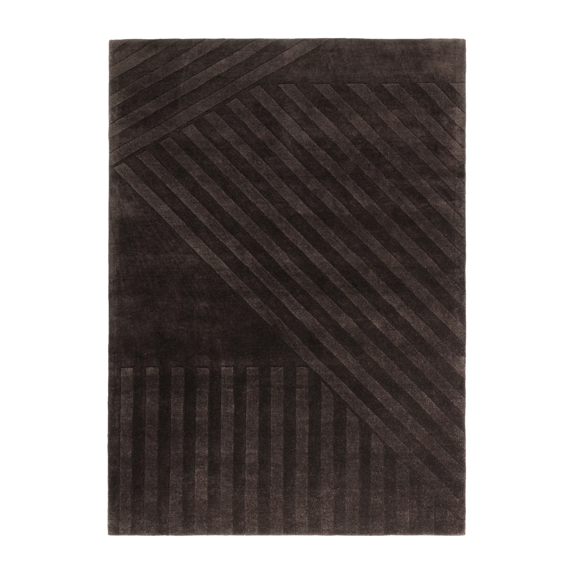 Levels Stripes ウールラグ, Brown, 170x240 cm NJRD | 二オール
