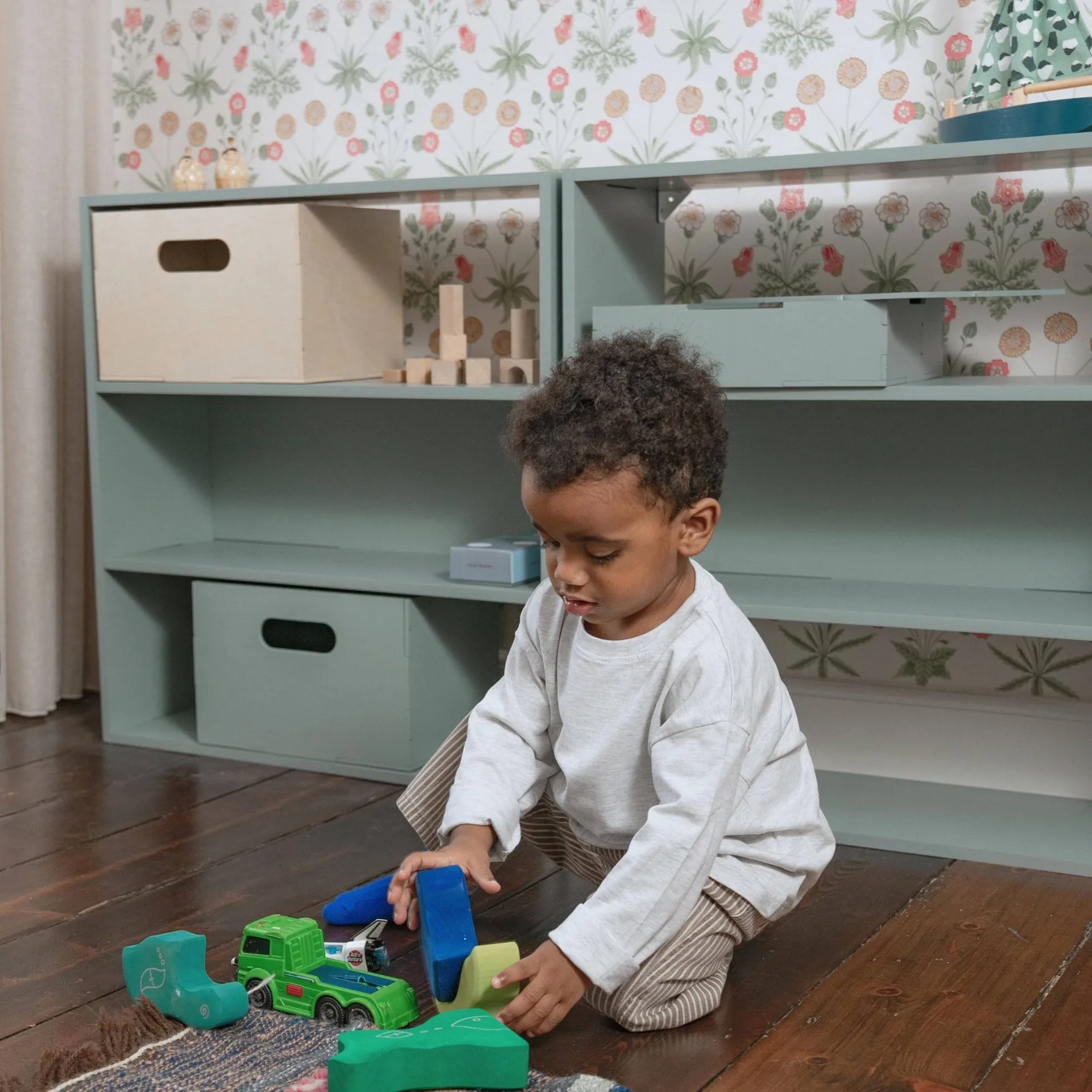 Kiddo Shelving 子供用 シェルフ, Olive green Nofred