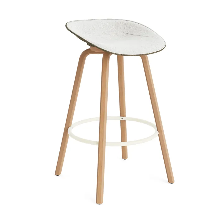 Mat バースツール 75 cm フロントアップホルスター - Hallingdal 110-seaweed-beech-cream steel - Normann Copenhagen | ノーマンコペンハーゲン